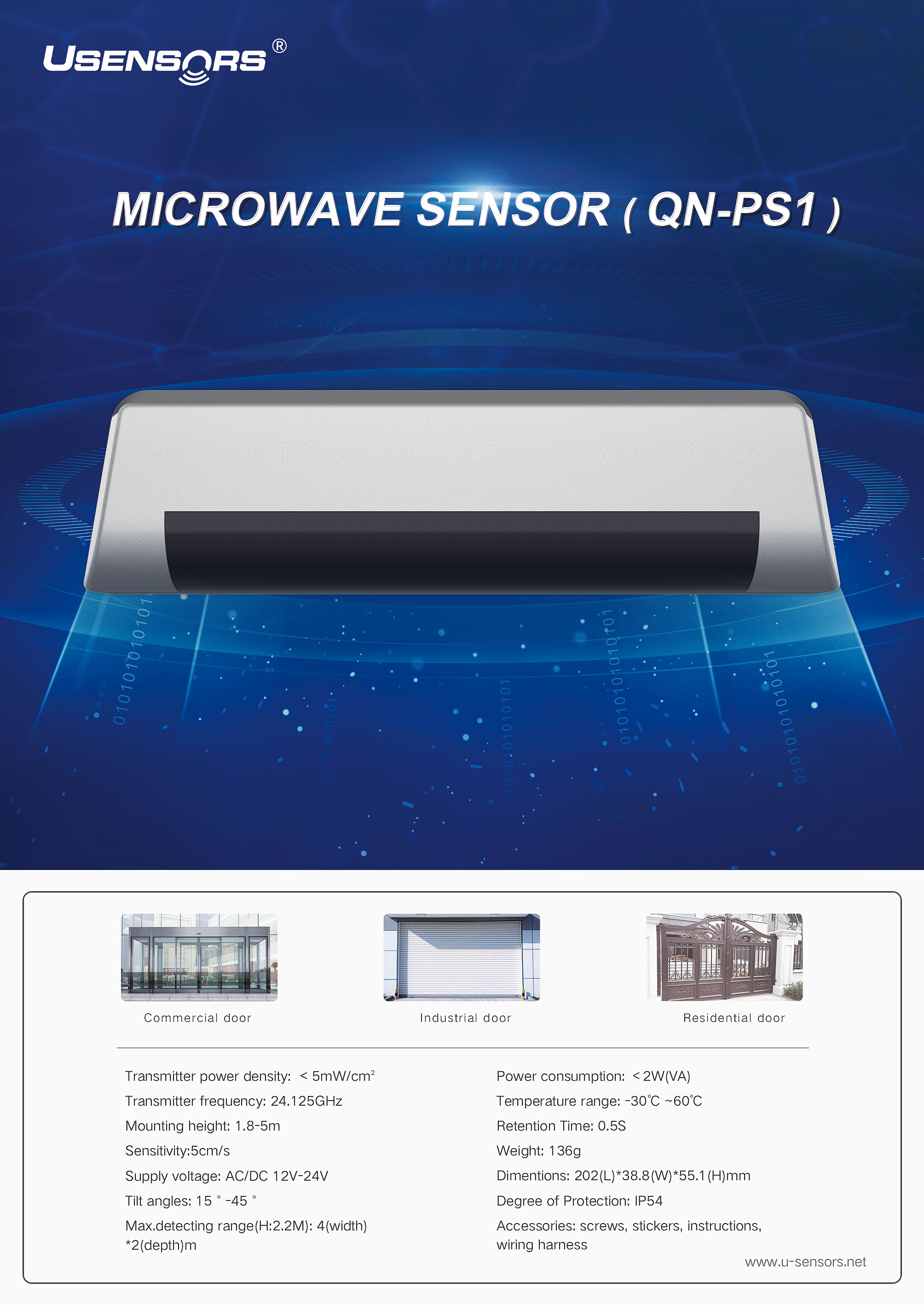 What safety features are integrated into the sensors to ensure user protection?