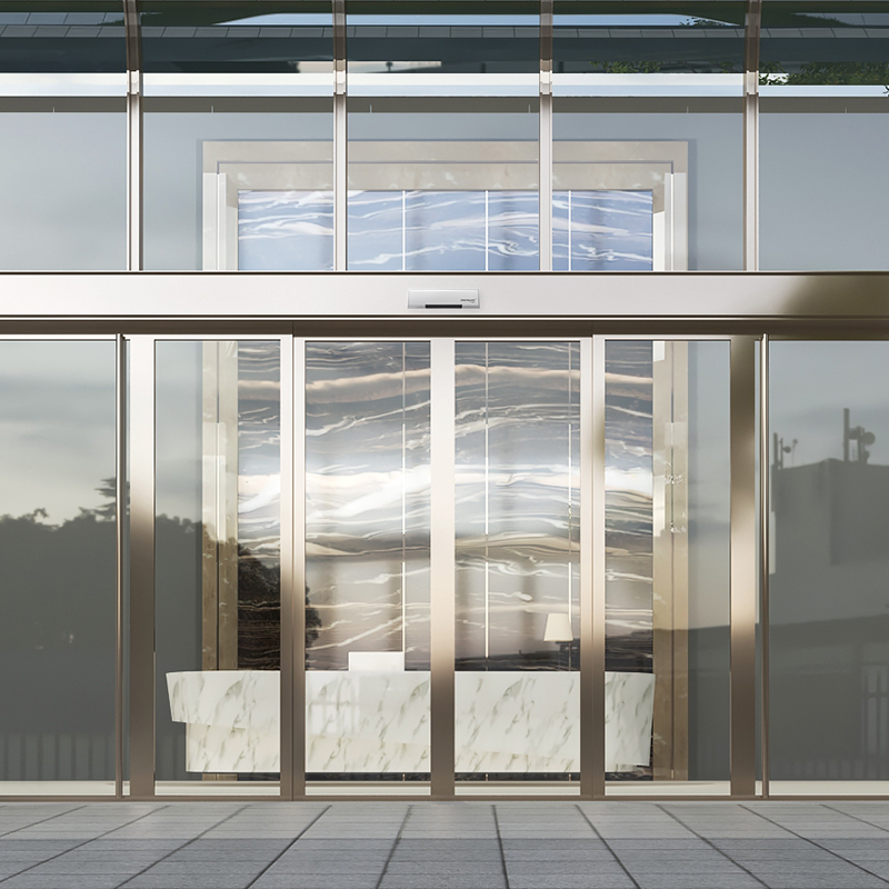 How do the requirements and features differ between automatic doors used in residential and commercial settings?